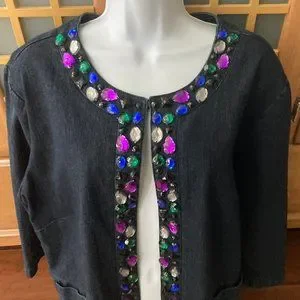 Ruby Rd Jacket Ruby Rd. | Jackets & Coats | Ruby Rd Woman Collarless Jeweled Denim ...